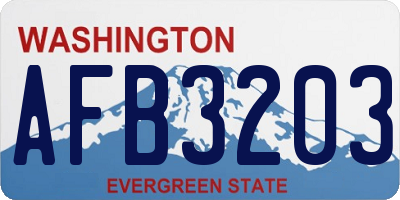 WA license plate AFB3203