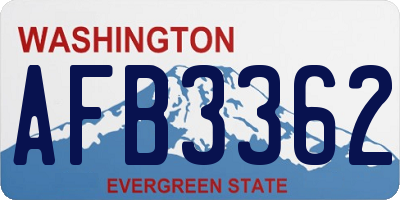 WA license plate AFB3362