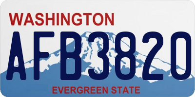 WA license plate AFB3820