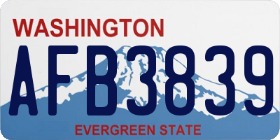 WA license plate AFB3839