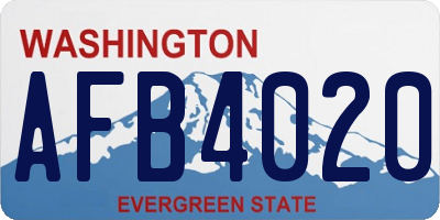 WA license plate AFB4020