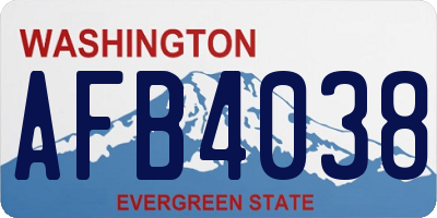 WA license plate AFB4038