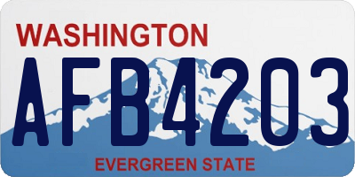 WA license plate AFB4203