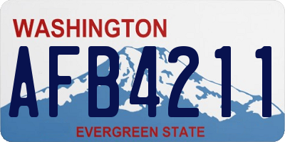 WA license plate AFB4211