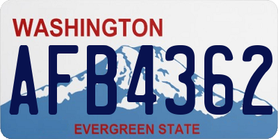 WA license plate AFB4362