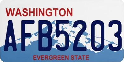 WA license plate AFB5203