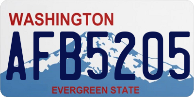 WA license plate AFB5205