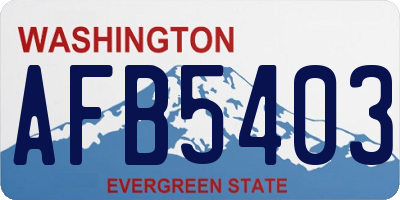 WA license plate AFB5403