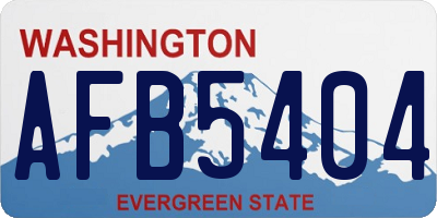 WA license plate AFB5404