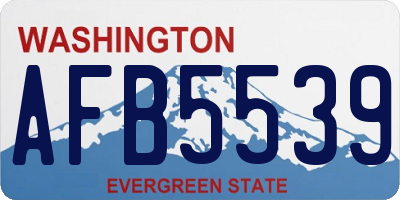 WA license plate AFB5539