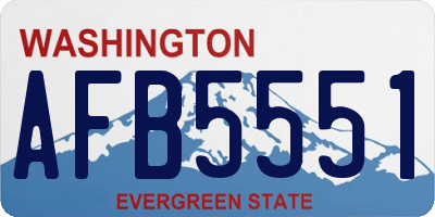 WA license plate AFB5551