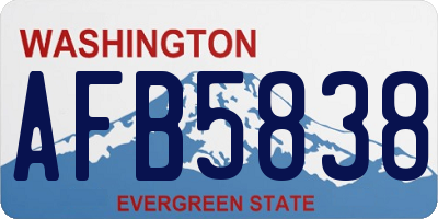 WA license plate AFB5838