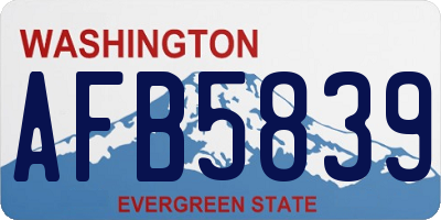 WA license plate AFB5839