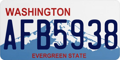 WA license plate AFB5938