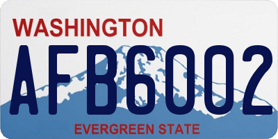 WA license plate AFB6002