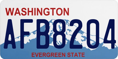 WA license plate AFB8204
