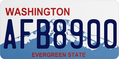 WA license plate AFB8900