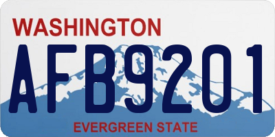 WA license plate AFB9201