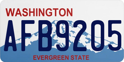WA license plate AFB9205