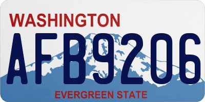 WA license plate AFB9206