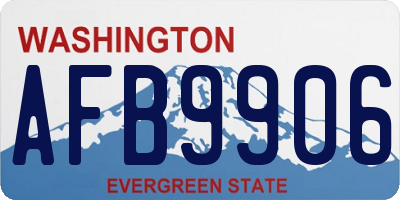 WA license plate AFB9906