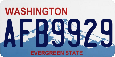 WA license plate AFB9929