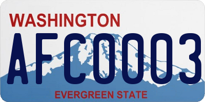 WA license plate AFC0003