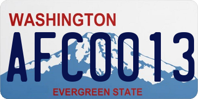 WA license plate AFC0013
