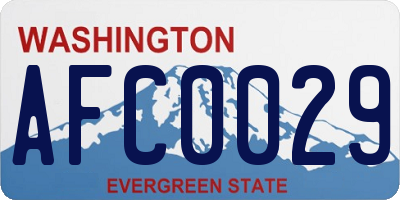 WA license plate AFC0029