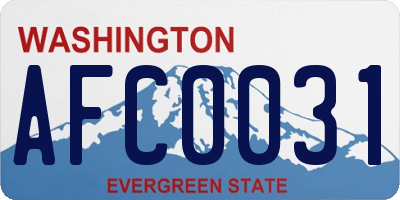 WA license plate AFC0031