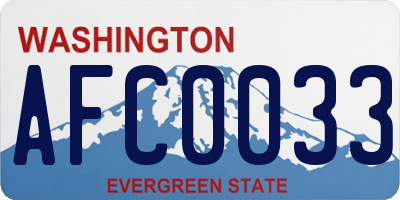 WA license plate AFC0033