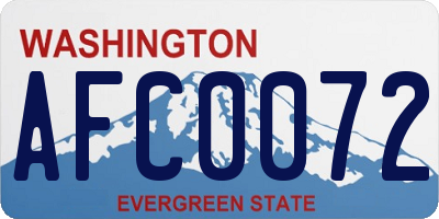WA license plate AFC0072