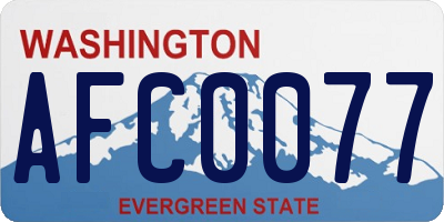 WA license plate AFC0077