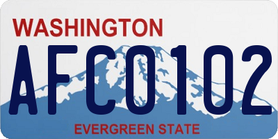 WA license plate AFC0102