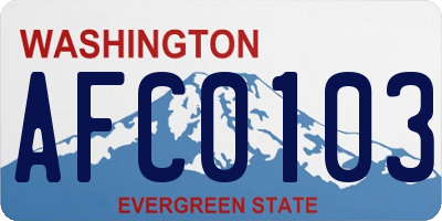 WA license plate AFC0103