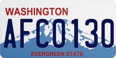 WA license plate AFC0130