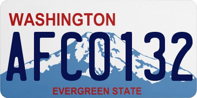 WA license plate AFC0132