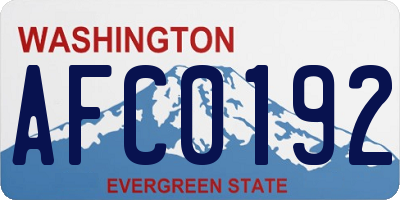 WA license plate AFC0192