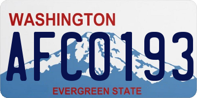 WA license plate AFC0193