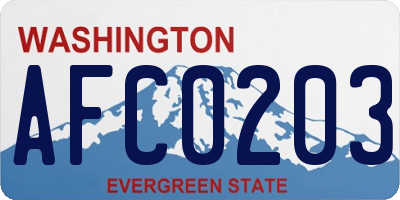 WA license plate AFC0203