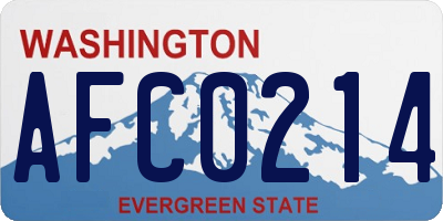 WA license plate AFC0214
