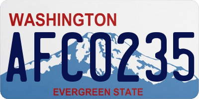 WA license plate AFC0235