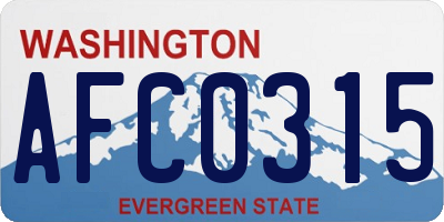 WA license plate AFC0315