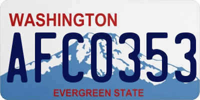 WA license plate AFC0353