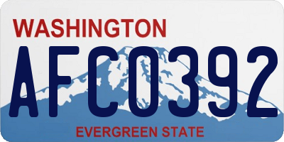 WA license plate AFC0392