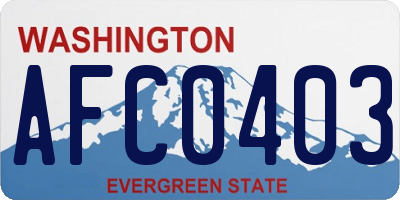 WA license plate AFC0403
