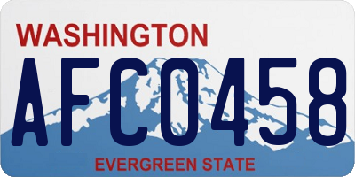 WA license plate AFC0458