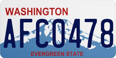 WA license plate AFC0478