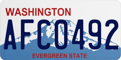 WA license plate AFC0492