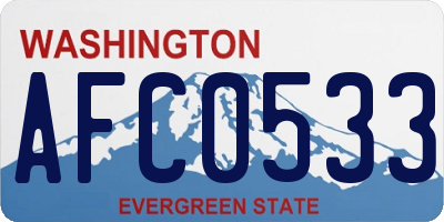 WA license plate AFC0533